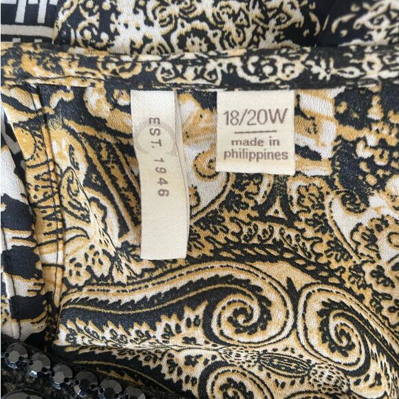 Cato Women Tunic Top Gem Neckline Long Bell Sleeve Boho Mix Pattern Print 18/20 - Picture 2 of 12